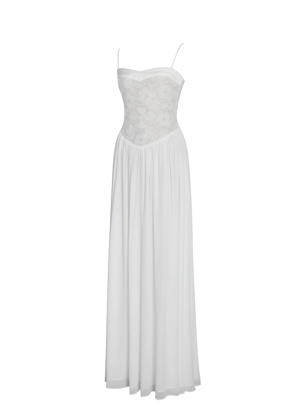 Ucille White Embroidered Chiffon Maxi Dress Archive Sale