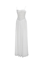 Ucille White Embroidered Chiffon Maxi Dress Archive Sale