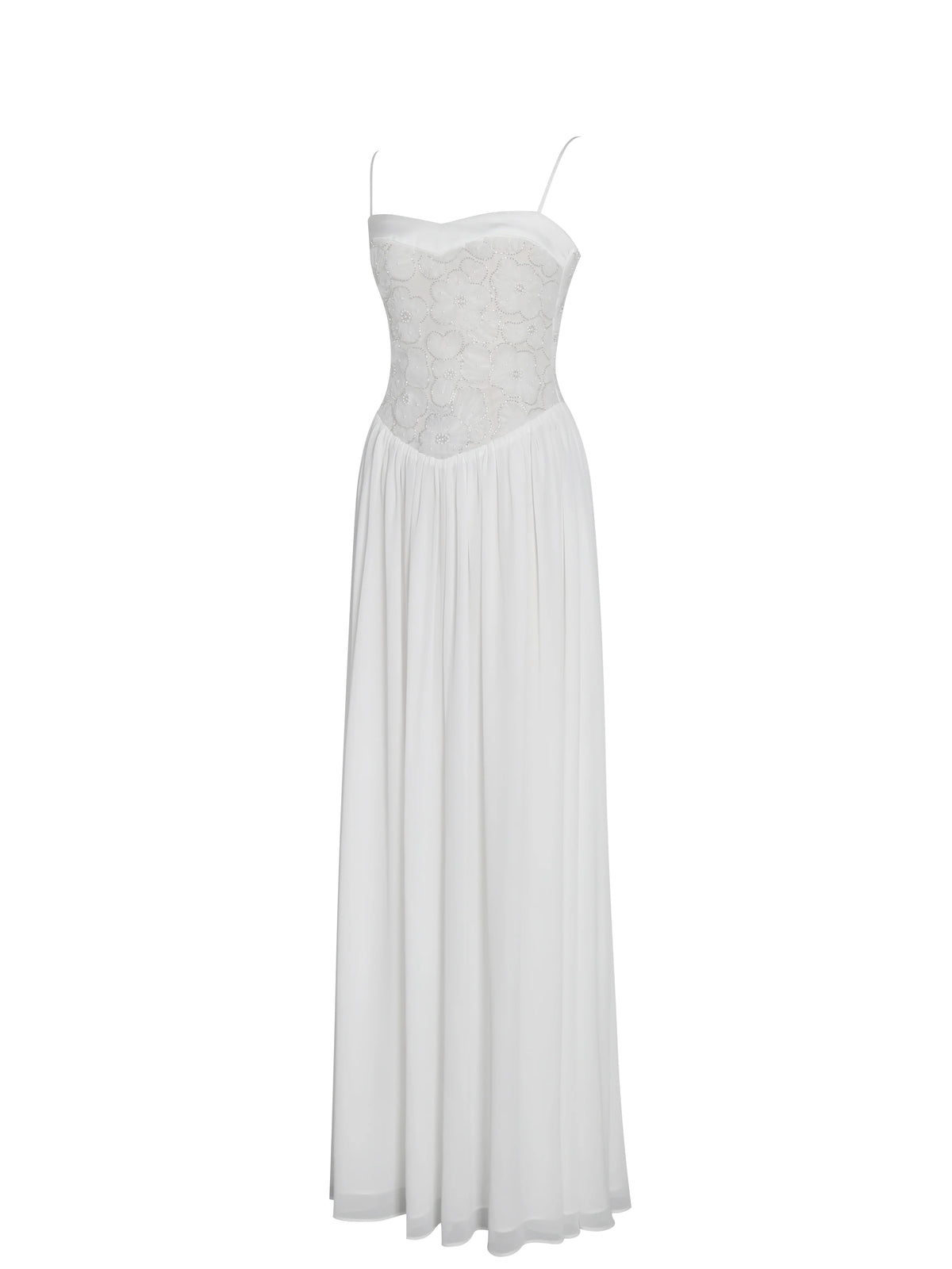 Ucille White Embroidered Chiffon Maxi Dress Archive Sale
