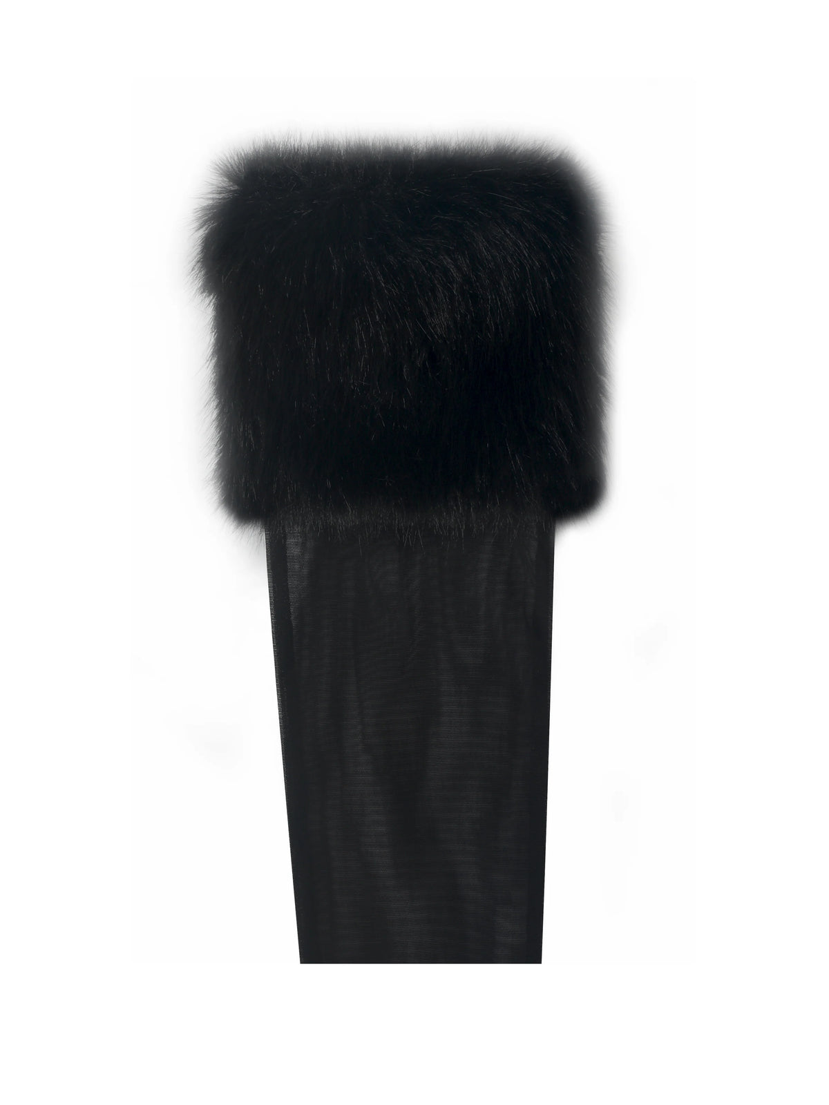 Eve Black Fur Trimmed Mesh Opera length Gloves