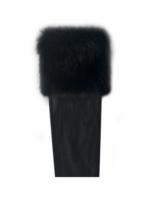 Eve Black Fur Trimmed Mesh Opera length Gloves