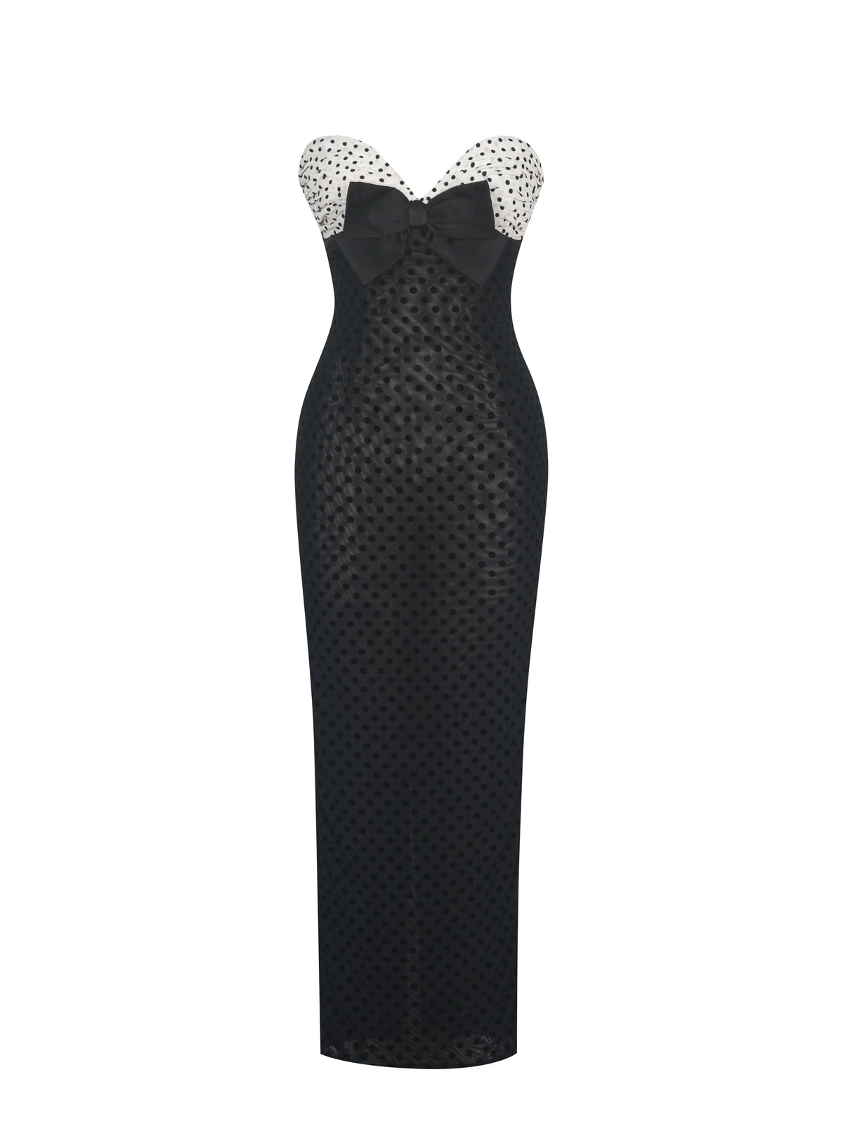 Faith Black and White Polka Dot Sweetheart Maxi Dress