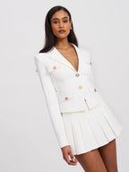 Oaklyn White Pleated Mini Skort