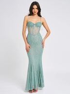 Janelle Green Sweetheart Mermaid Lace Maxi Dress Archive Sale