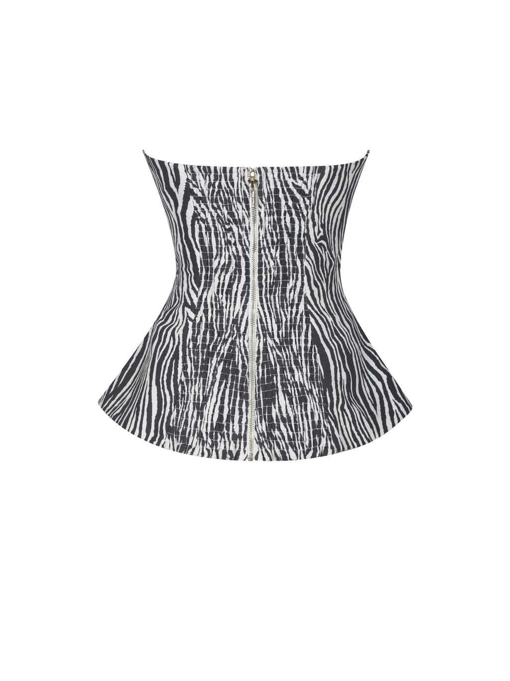 Petrina Zebra Linen Print Sleeveless Peplum Top