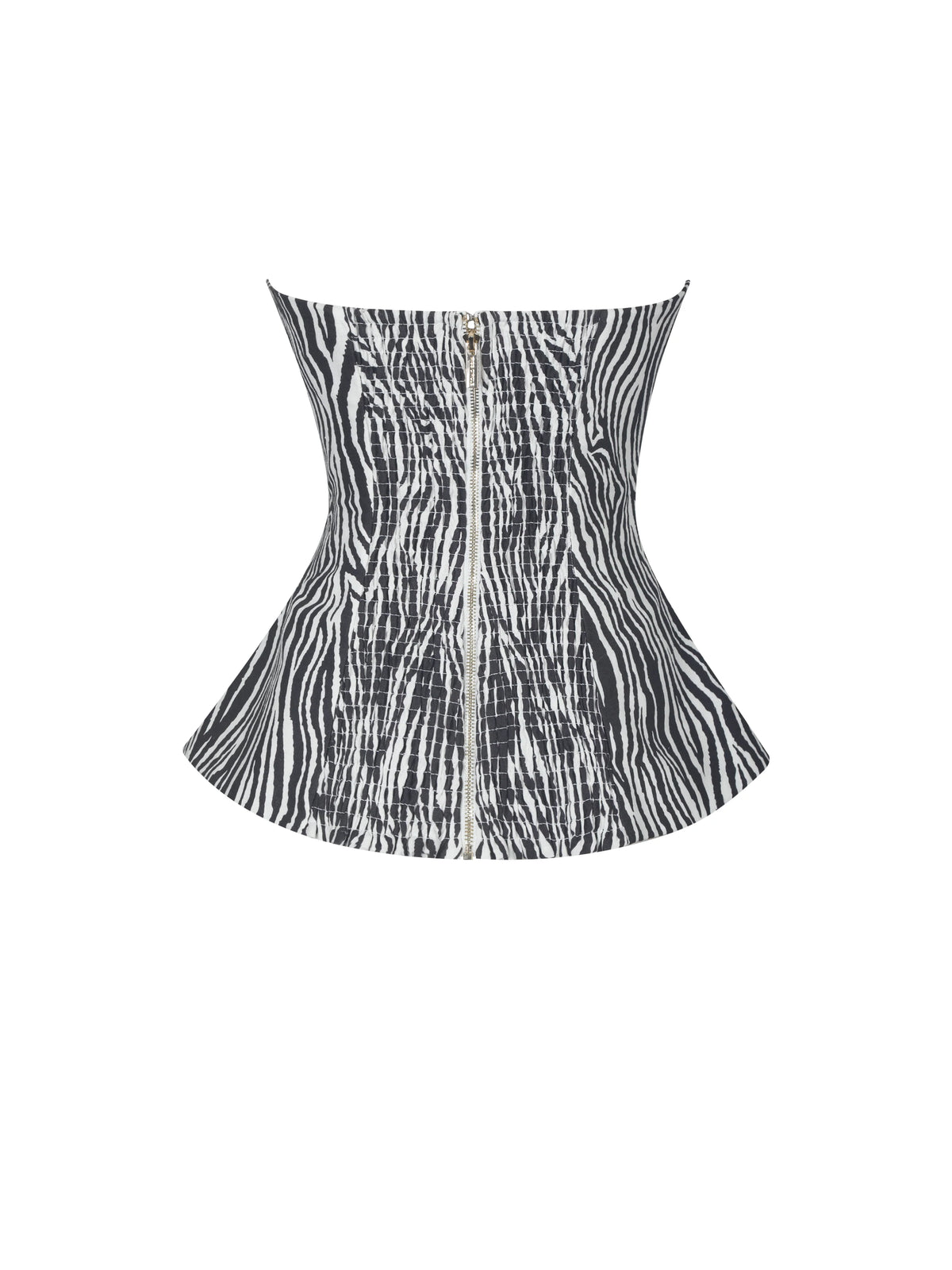 Petrina Zebra Linen Print Sleeveless Peplum Top