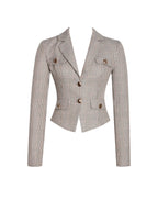 Oakley Brown Plaid Preppy Style Blazer Jacket