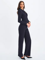Quinne Navy Striped Single Breasted Peplum Blazer