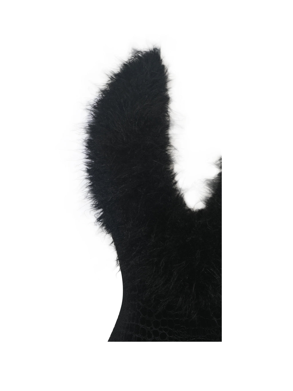 Onalee Black Croc Embossed Velvet Fur Midi Dress