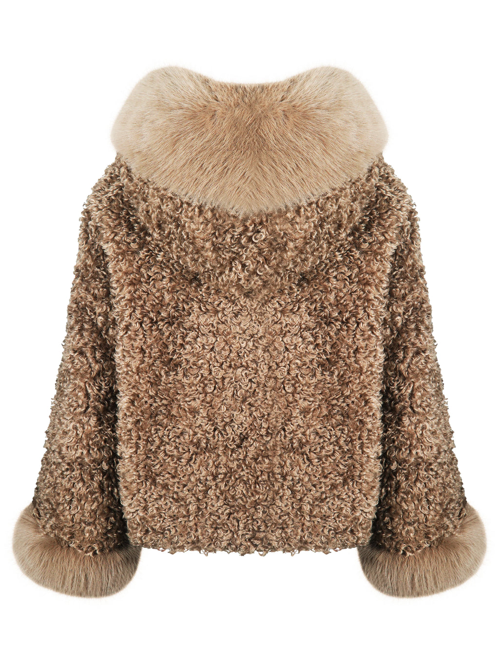 Jumbo Kali Camel Vegan Shearling Fur Trimmed Coat