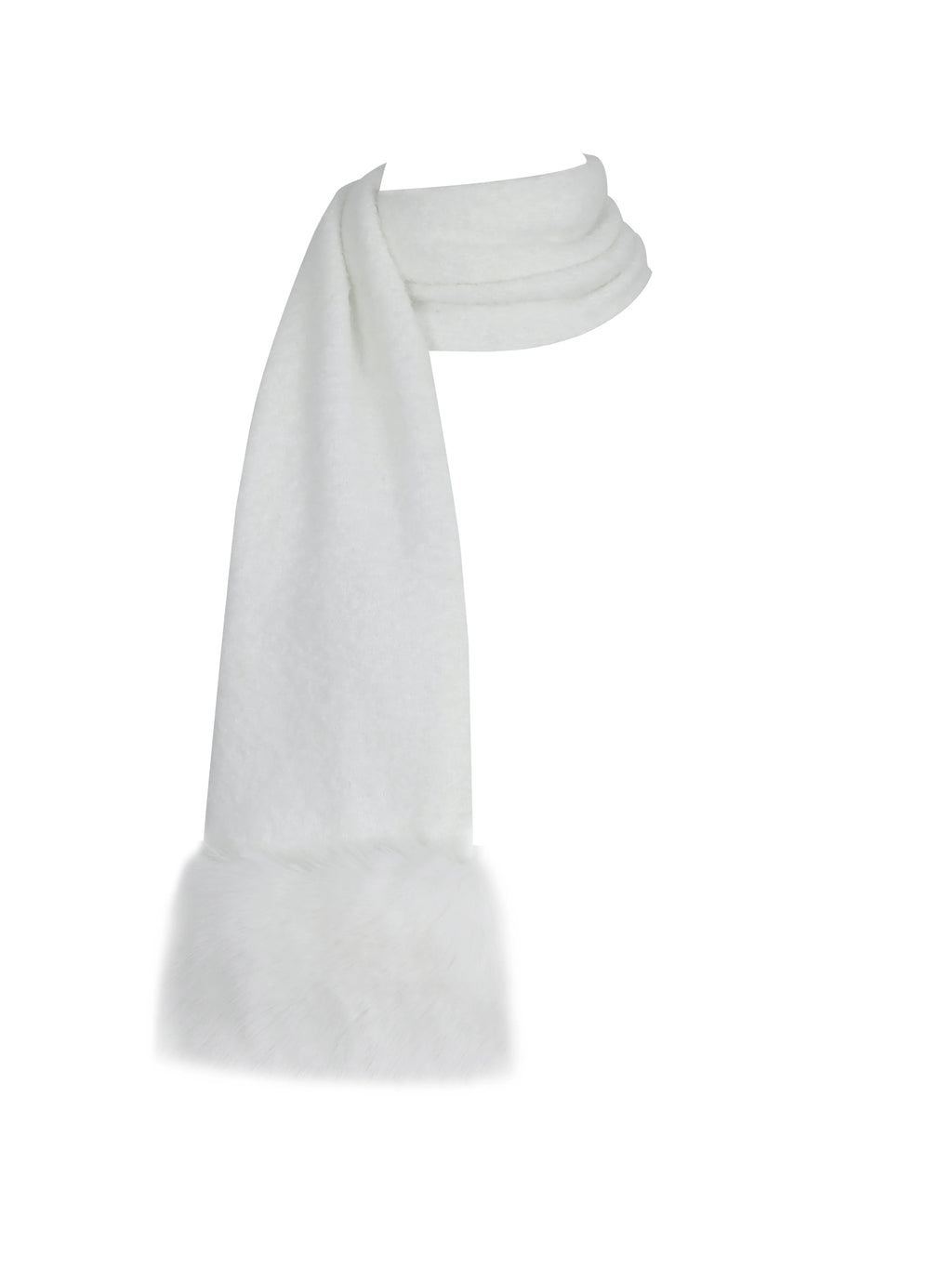 Selma White Wool Blend Ribbed Knit Scarf