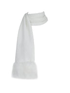 Selma White Wool Blend Ribbed Knit Scarf