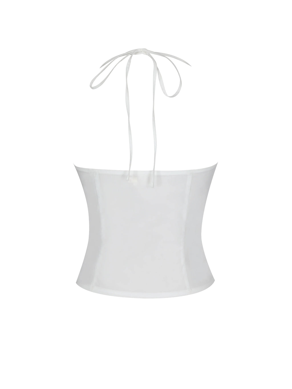 Waverly White Cotton Poplin Button Front Sweetheart Halter Top
