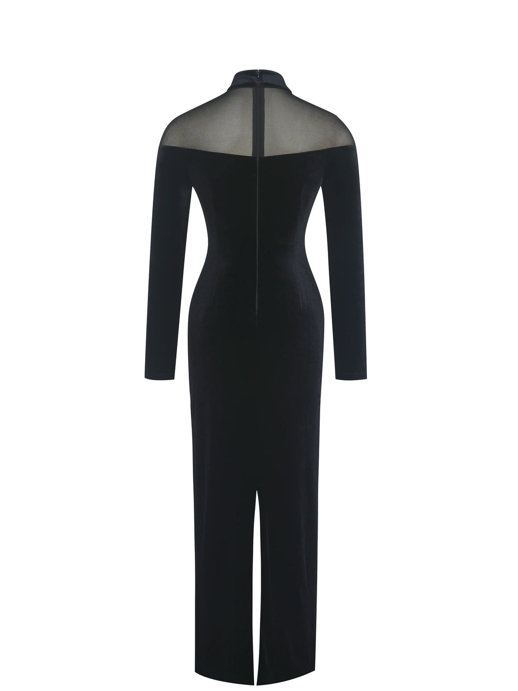 Blair Black Sheer Mock Neck Maxi Dress