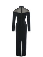 Blair Black Sheer Mock Neck Maxi Dress