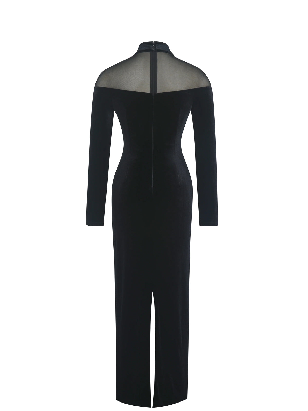 Blair Black Sheer Mock Neck Maxi Dress