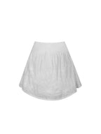 Quisha White Embroidered Cotton Gauze Gathered A Line Mini Skirt