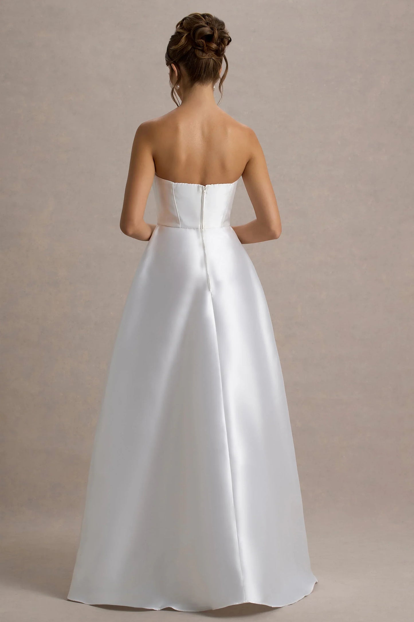 Universe White Bandeau Split Puff Skirt Maxi Dress