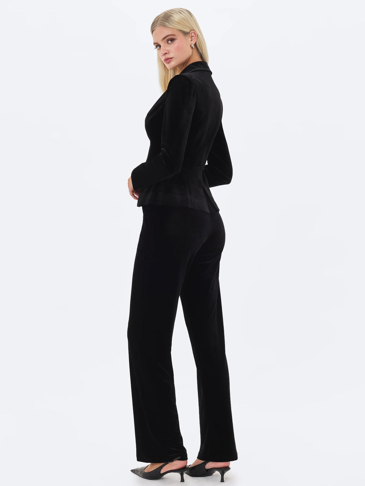 Ronnie Low Waisted Straight Leg Black Velvet Pants