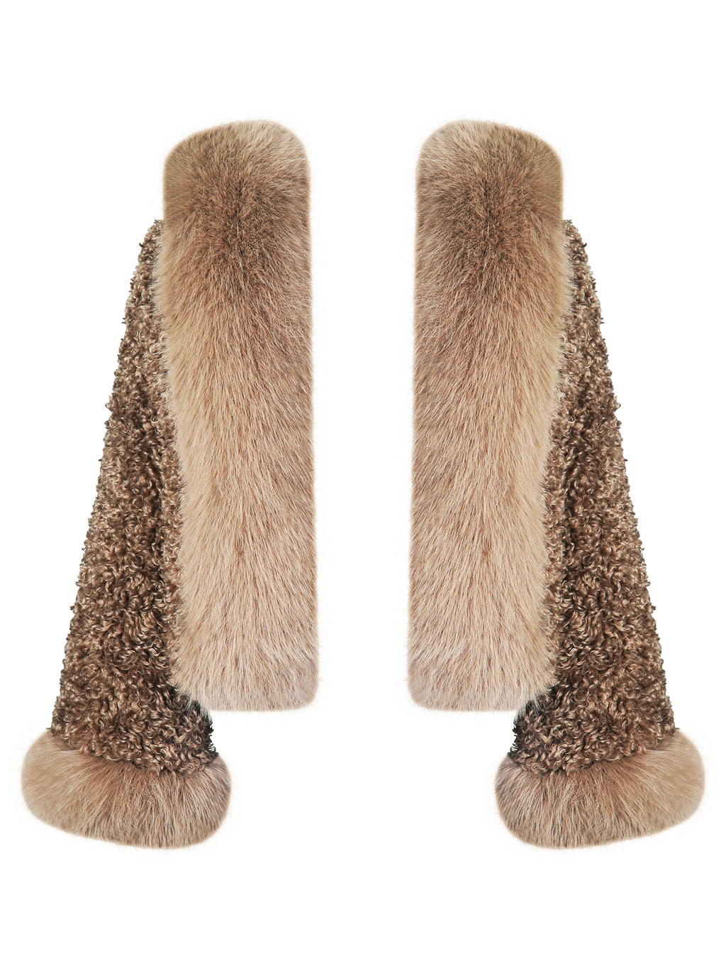 Jumbo Kali Camel Vegan Shearling Fur Trimmed Coat