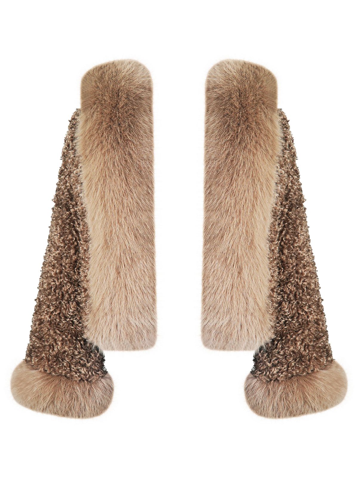 Jumbo Kali Camel Vegan Shearling Fur Trimmed Coat
