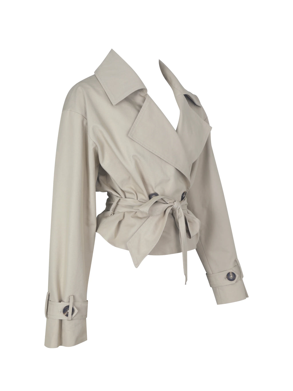 Zuly Tan Cotton Gabardine Mini Trench Jacket