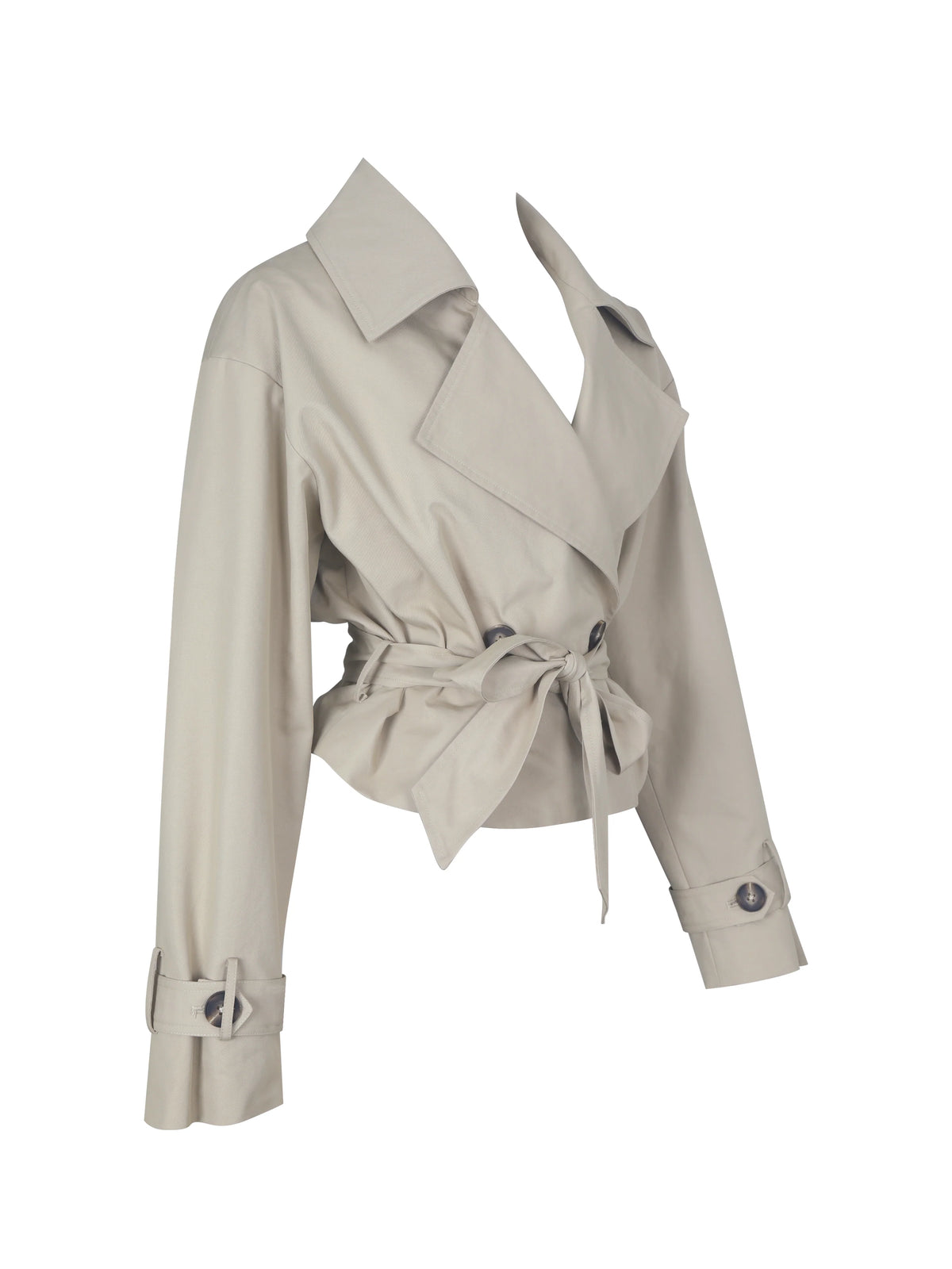 Zuly Tan Cotton Gabardine Mini Trench Jacket