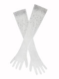 Izzy White Crystal Opera length Gloves
