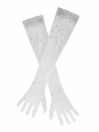 Izzy White Crystal Opera length Gloves