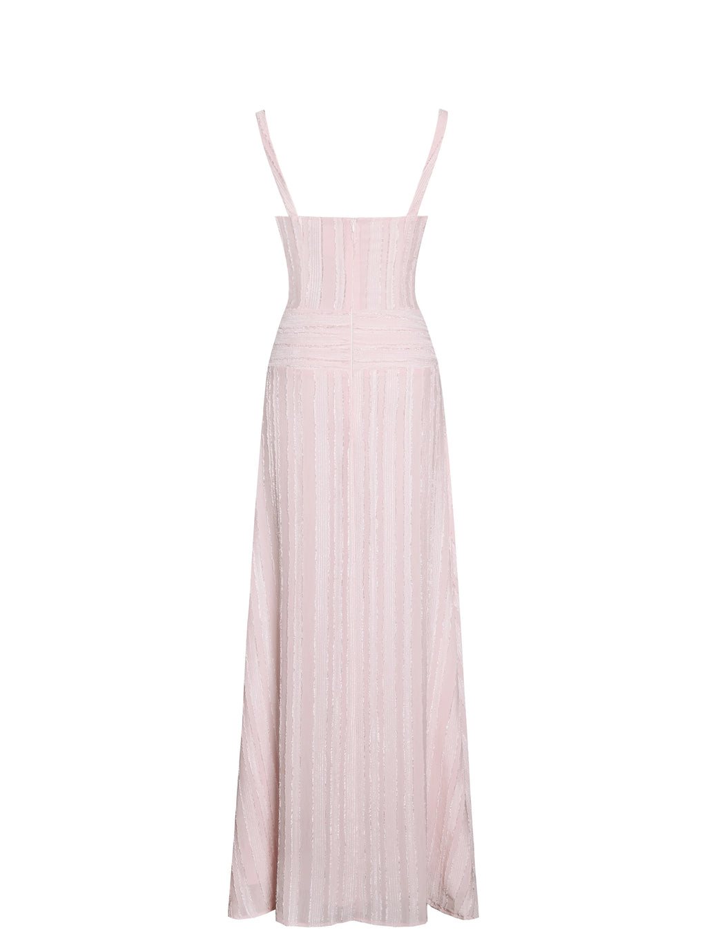 Mallory Baby Pink Stripe Jacquard High Slit Gown