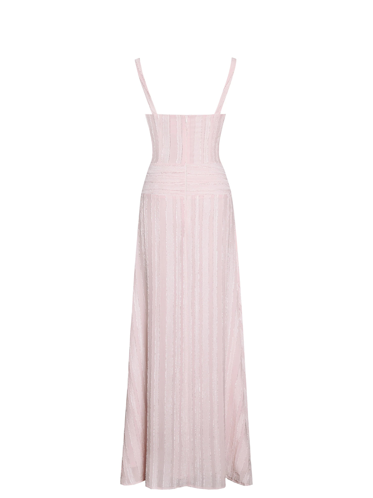 Mallory Baby Pink Stripe Jacquard High Slit Gown