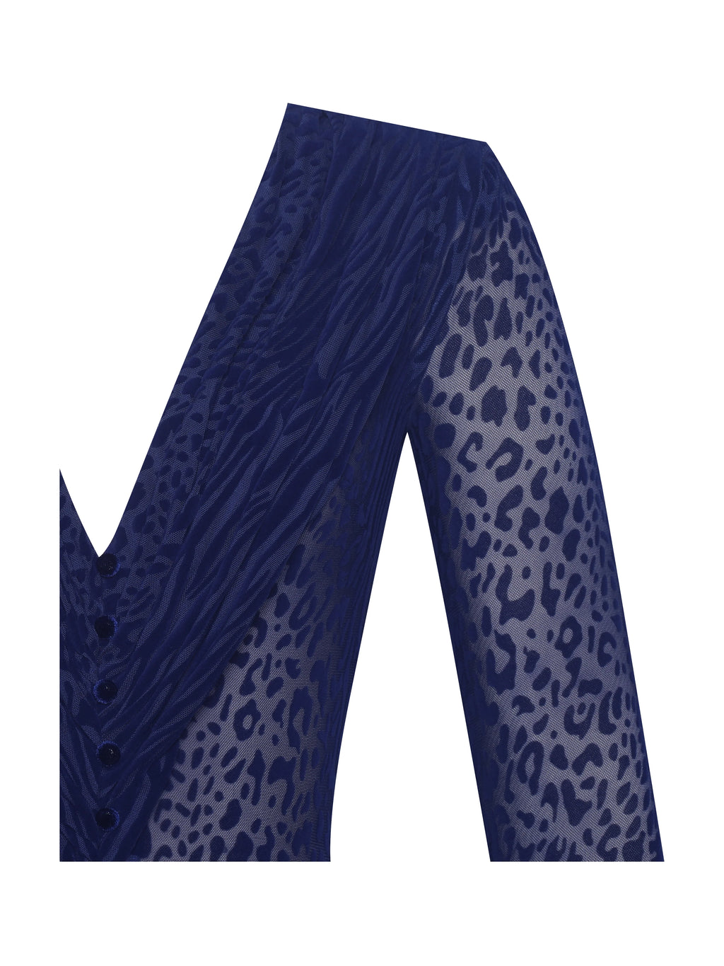 Ilyse Navy V Neck Plunge Animal Print Mermaid Hem Maxi Dress