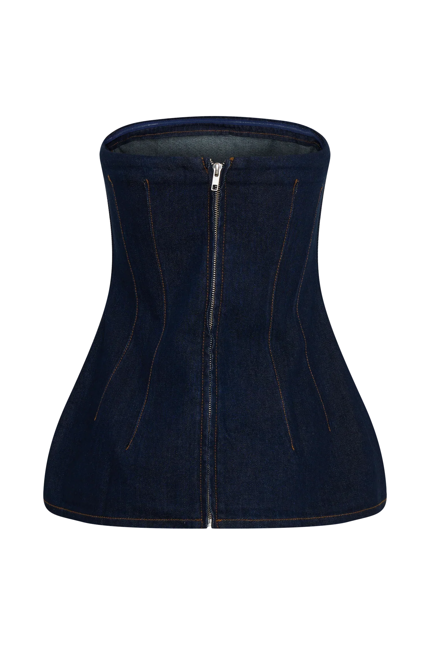 Madelyn Strapless Longline Denim Top Indigo Blue