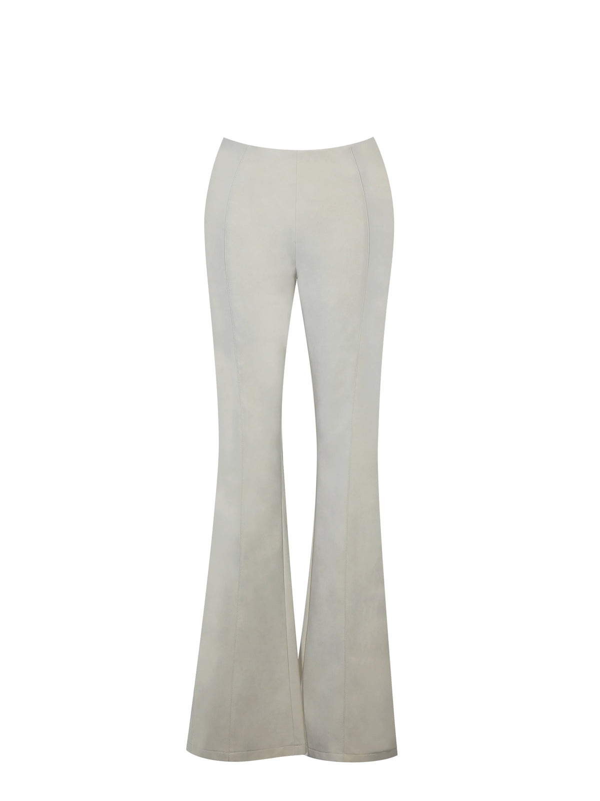 Adriana Cream Soft Leather Low Rise Boot Cut Pants