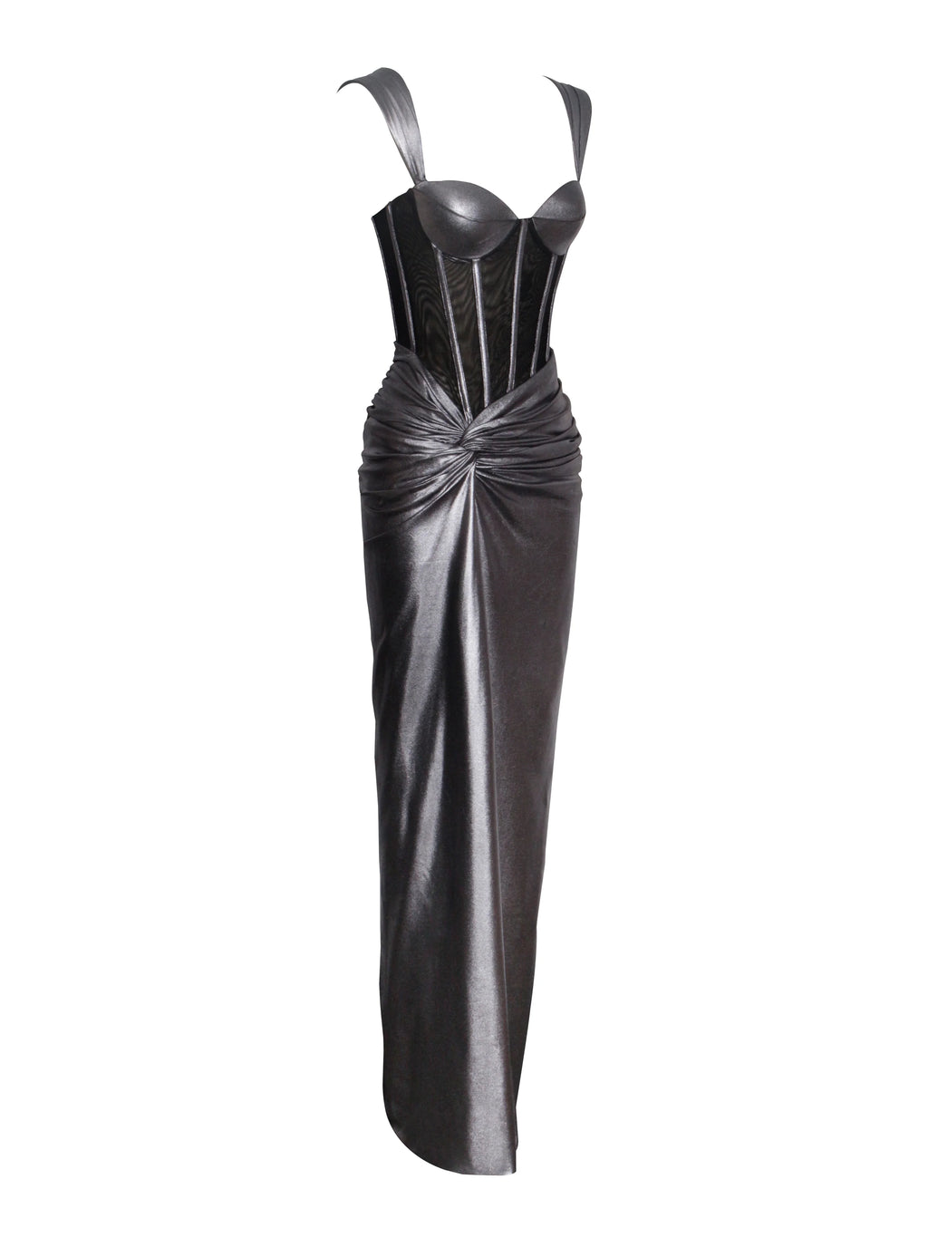 Odessa Silver Metallic Corset Maxi Dress Archive Sale