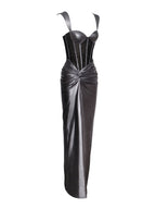 Odessa Silver Metallic Corset Maxi Dress Archive Sale