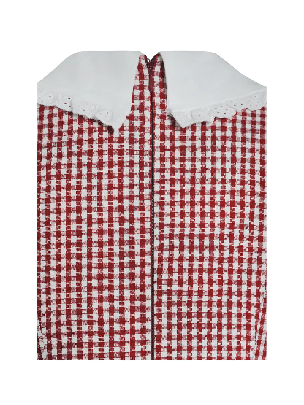 Nala Red Cotton Gingham Peterpan Collar Mini Dress
