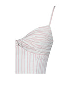 Zania Pink Stripe Cotton Jacquard Midi Dress