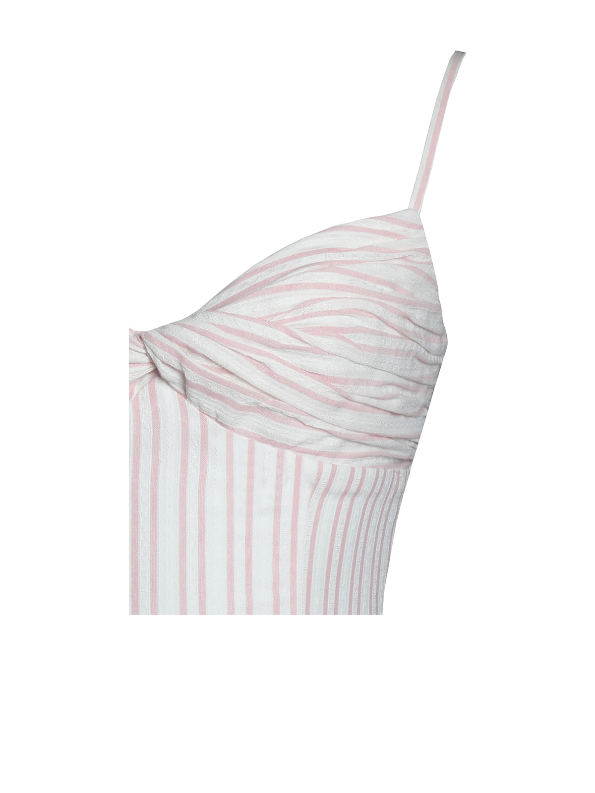Zania Pink Stripe Cotton Jacquard Midi Dress