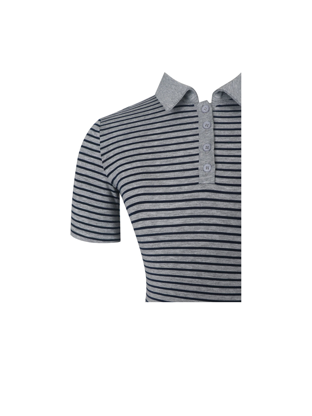 Westley Grey Navy Lyocell Jersey Striped Polo Top