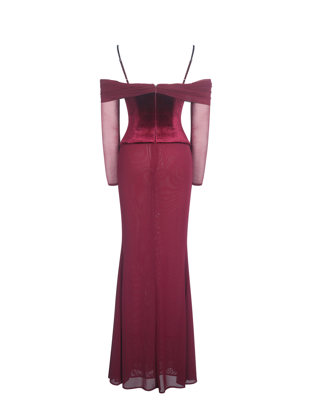 Maybelle Magenta Bardot Lace Strap Peplum Maxi Dress