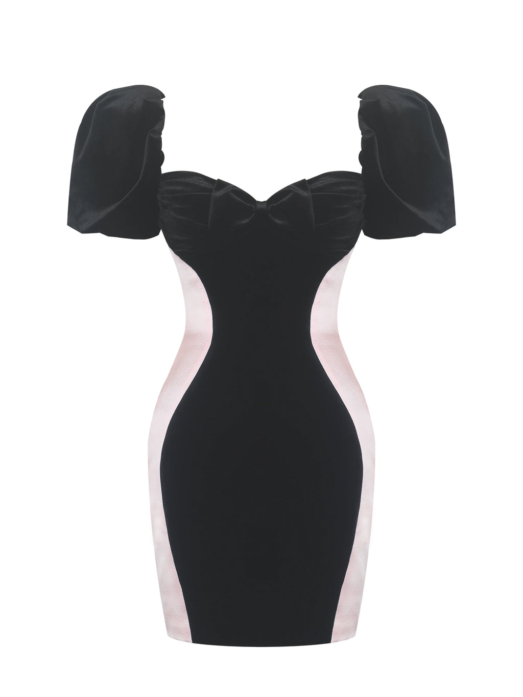 Nova Black Contoured Sweetheart Puff Sleeve Mini Dress