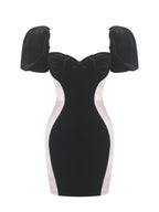 Nova Black Contoured Sweetheart Puff Sleeve Mini Dress