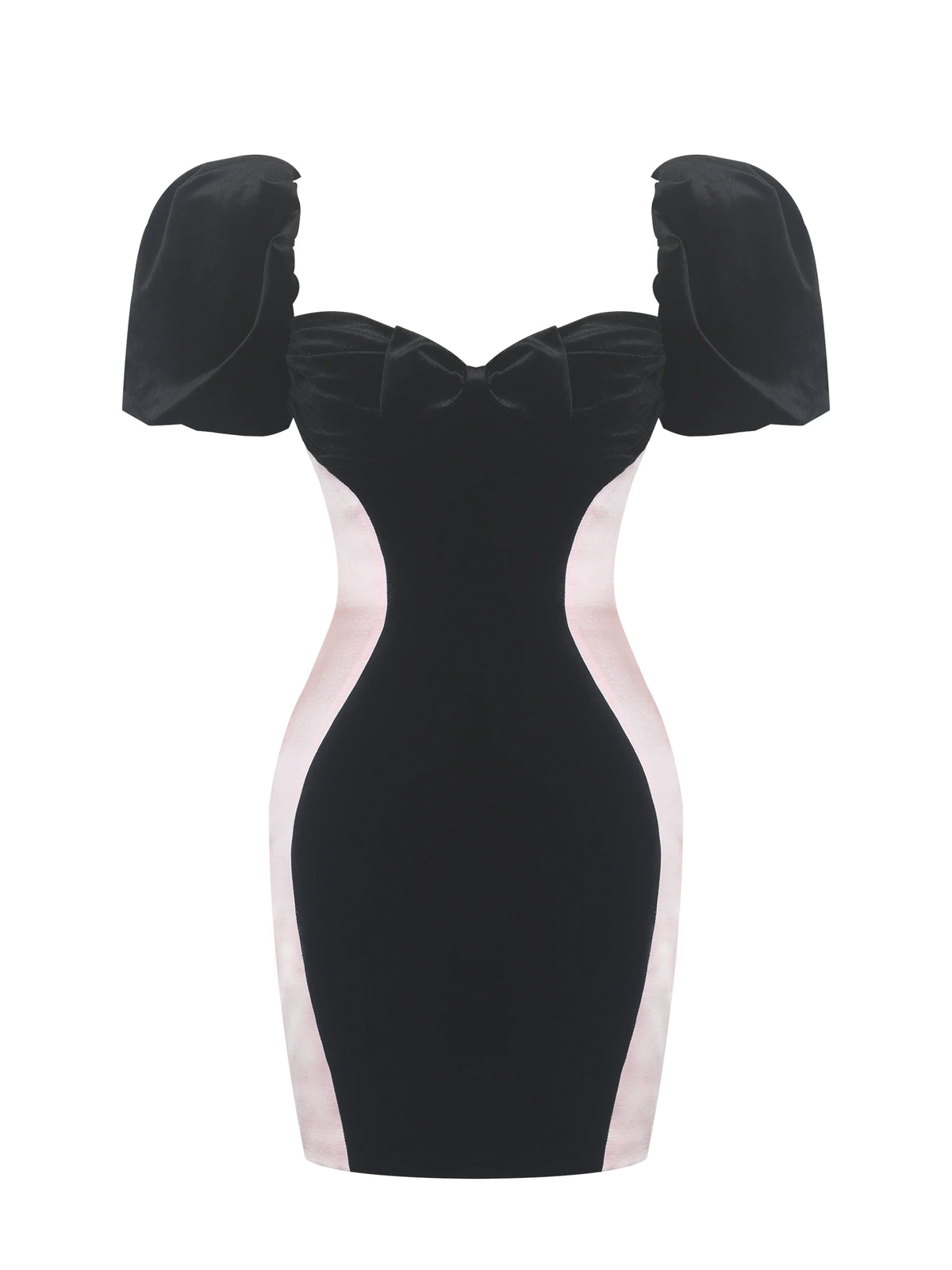 Nova Black Contoured Sweetheart Puff Sleeve Mini Dress