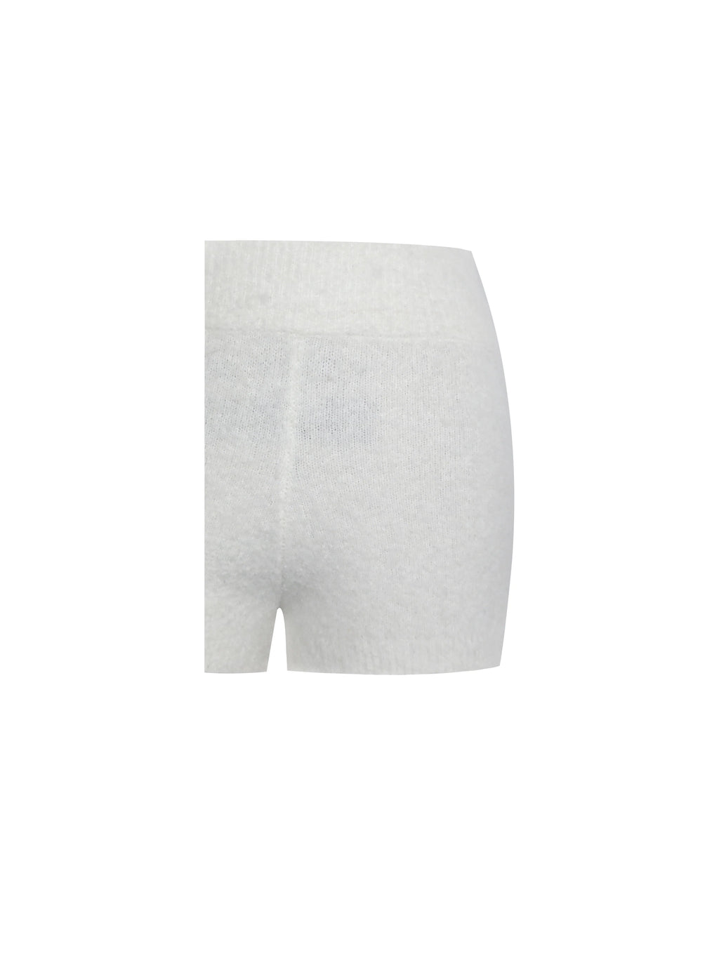 Sera White Wool Blend Ribbed Knit Mini Shorts