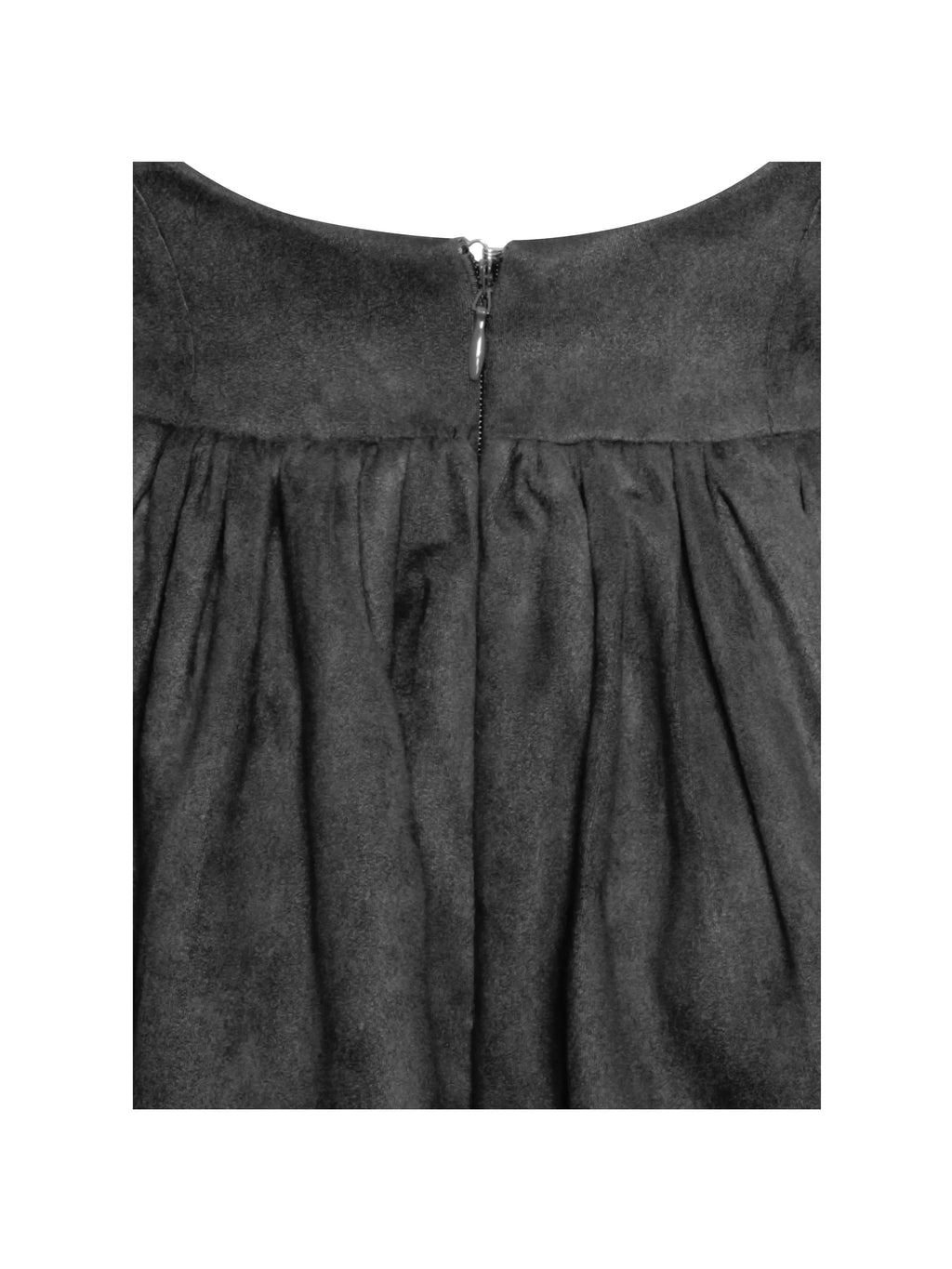 Jacqueline Backless Black Mini Puffy Suede Dress Archive Sale