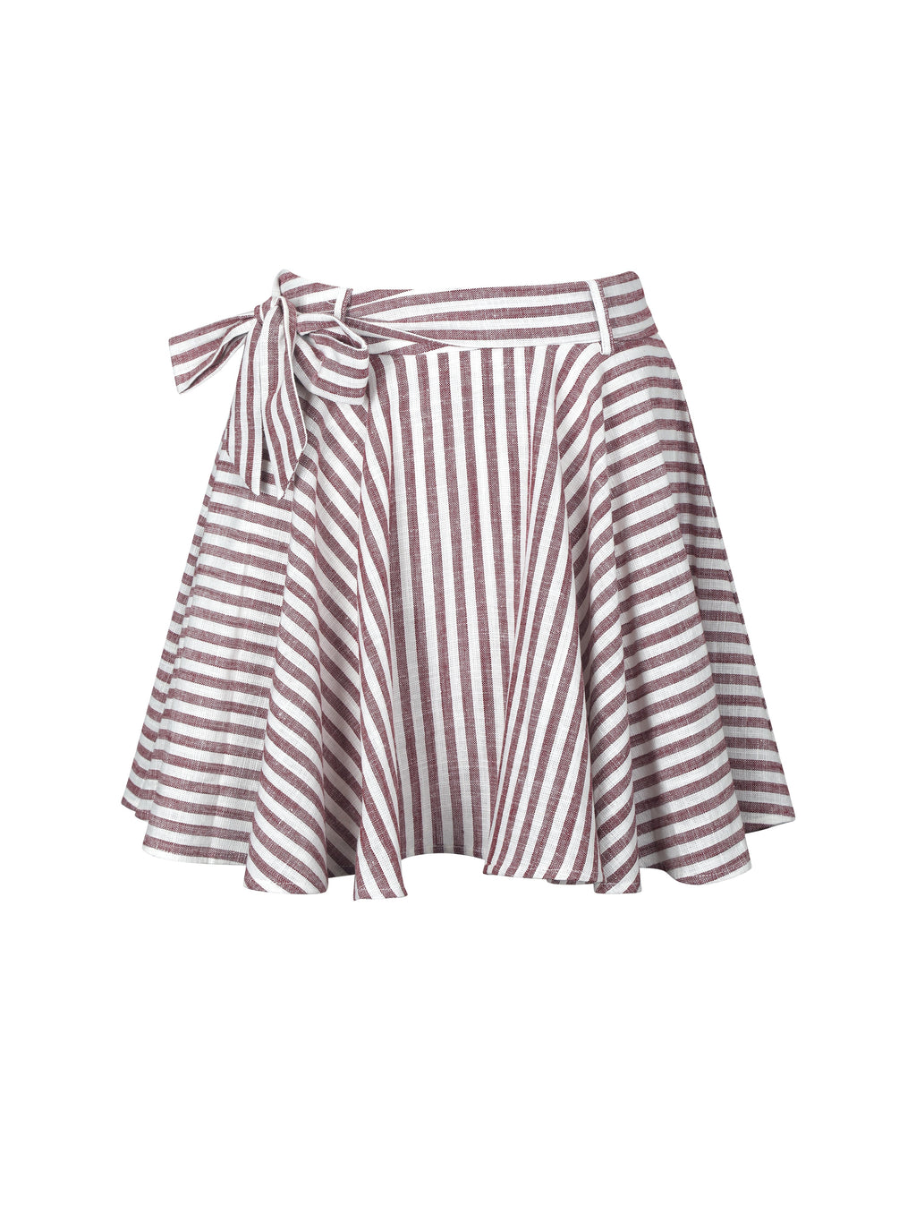 Xolani Red White Striped Linen Mini Skirt