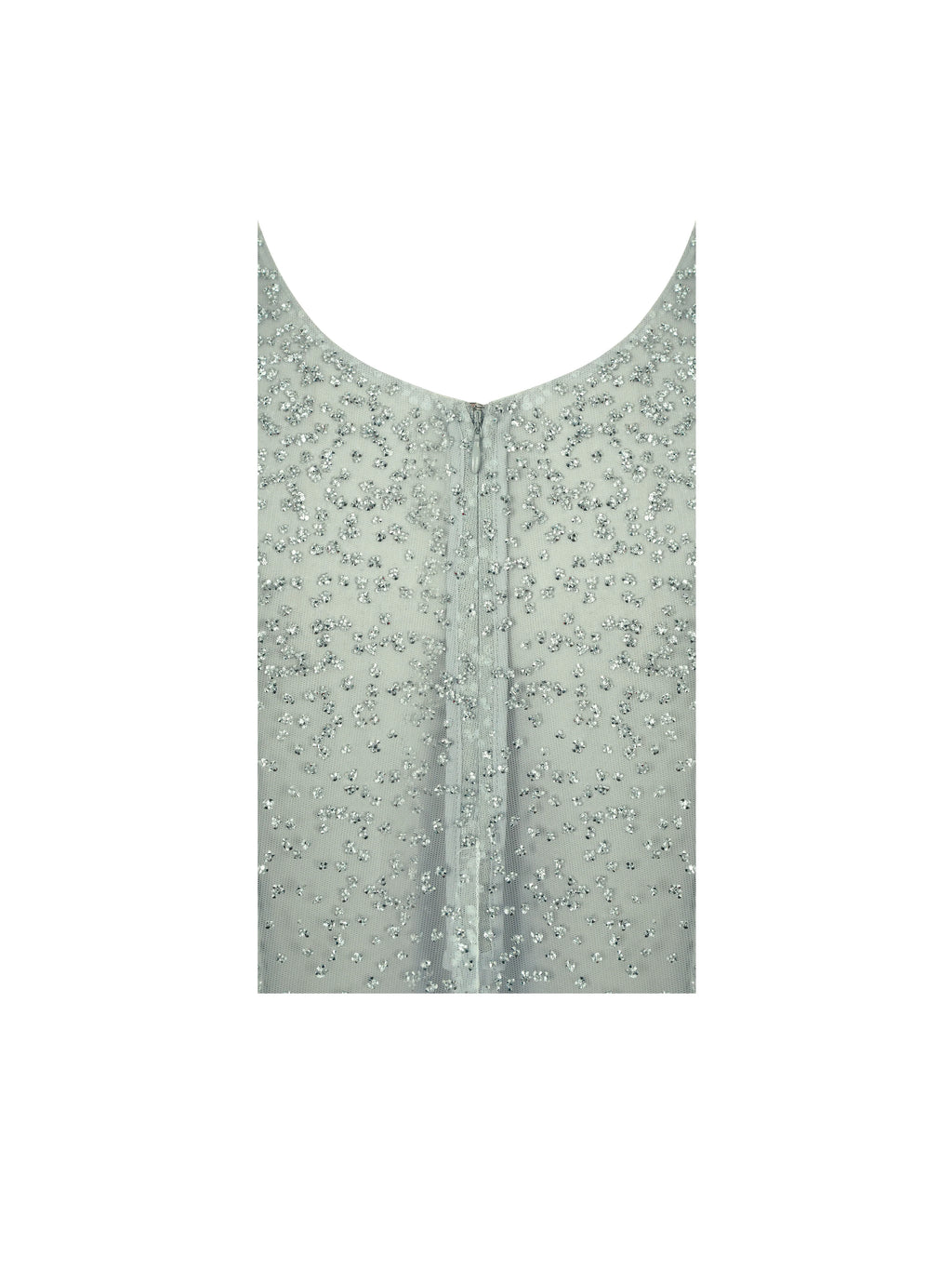 Wallie Mint Rhinestone Embellished Mesh Backless Gown