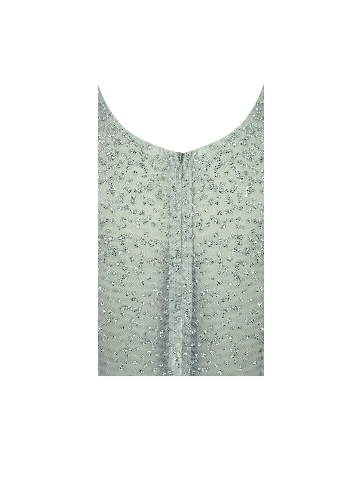 Wallie Mint Rhinestone Embellished Mesh Backless Gown
