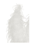 Quisten White Feathered Plunging Halter Mini Dress